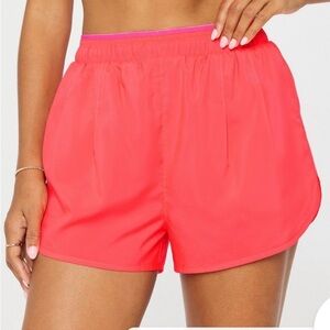 Fabletics Coral Pink Elastic-Waist Athletic Shorts